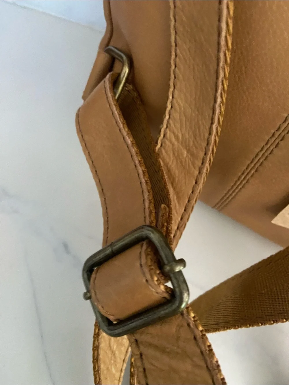 Tan Leather Daypack Backpack